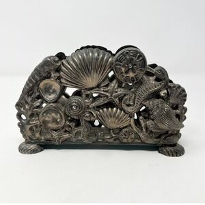 Vtg 1994 Godinger Silver Seashell Napkin Holder Nautical Plated Sterling